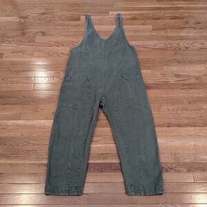 We The Free Sage Green High Roller Overall Denim Jumpsuit Large